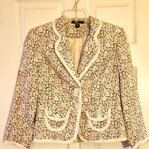 Express 100%Cotton Jacket Floral Lightweight Beige Retro